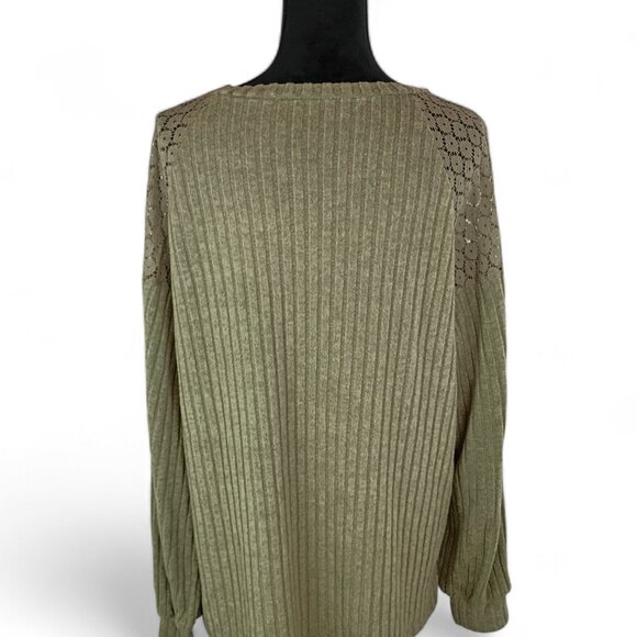 UNBRANDED Warm Winter Sweater Tunic 2X Olive Green Polyester Spandex Ribbed Cozy - Picture 2 of 4